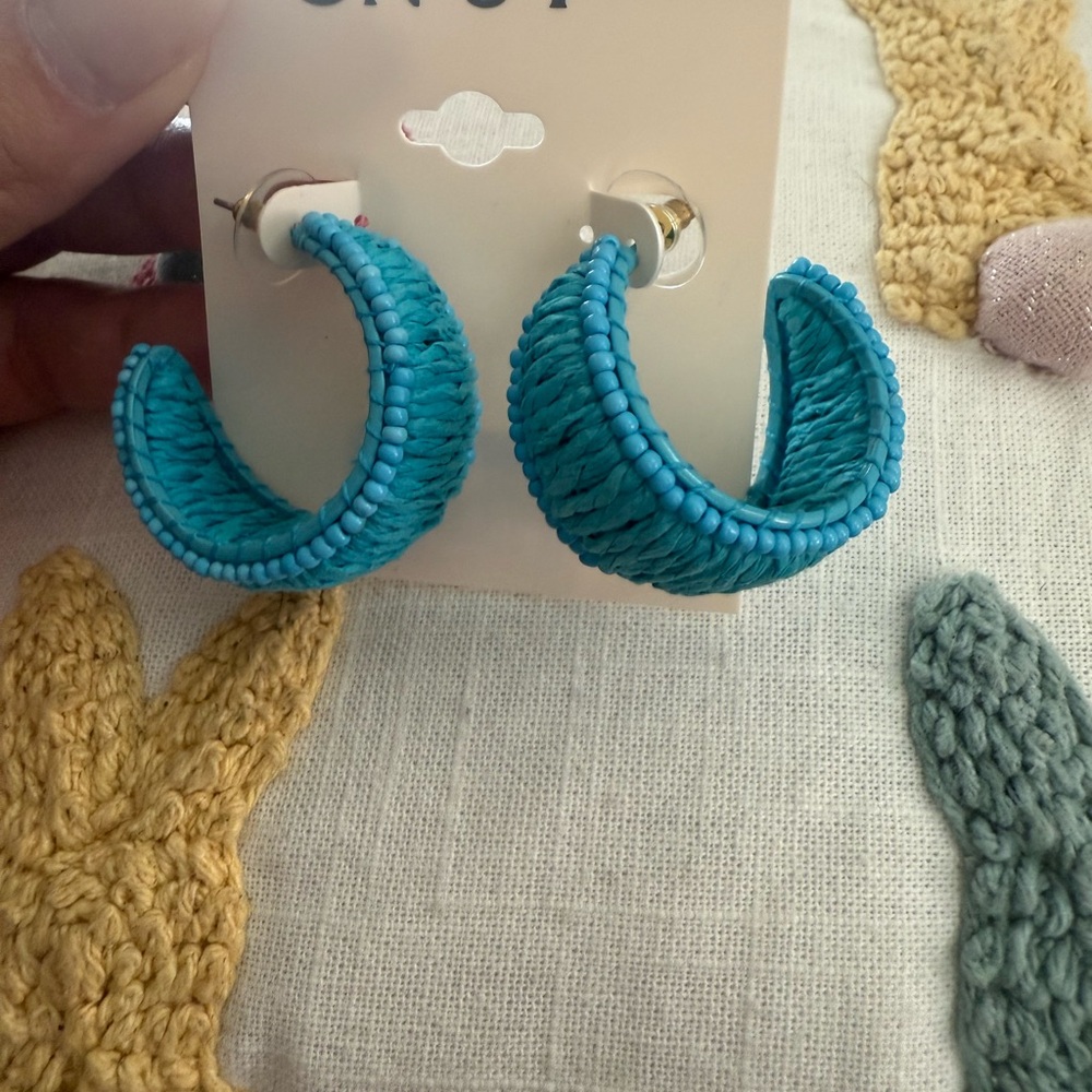 Turquoise Beaded Hoop Earrings
